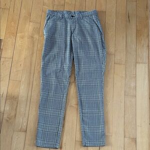Stylish Black and White Plaid Men's Dress Pants